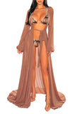 Long Sleeve Sheer Mesh Maxi Beach Cover Up For Women