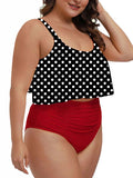 Plus Size 2 Piece Bikinis Women Ruffle Ruched High Waisted Bathing Suit
