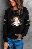 Black Sweatshirts for Women Crewneck Tops Long Sleeve Print Pullover Tops