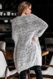 Women's Fuzzy Knit Cardigan Long Sleeve Plain Cardigan Pockets