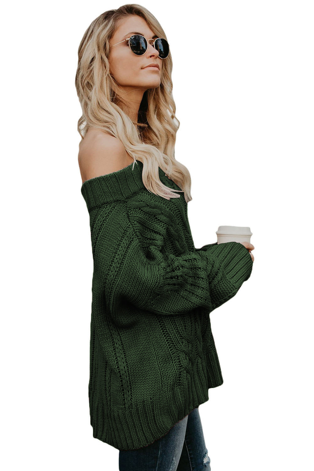 Women Sexy Off Shoulder Loose Pullover Sweater Long Sleeve Knit Top