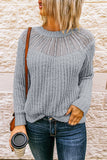 Womens Crewneck Knit Pullover Tops Lace Splicing Sweater