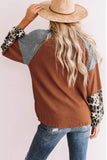 Long Sleeve Waffle Knit Orange Blouse with Twist Knot