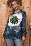 Tie-dyed Sunflower Print Long Sleeve Pullover Sweatshirt