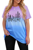 Crew Neck Tie-dye Colorblock Plus Size Tee