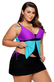 Womens Plus Size Swimsuit Halter Tankini Top Skort Bottom Swimsuit