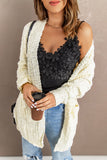 Women's Fuzzy Popcorn Oversized Sweater Coat Dusty Pebble Open Front Cardigan
