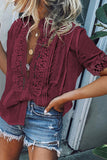 Gray Crochet Lace Splicing Short Sleeve Top