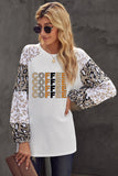 Beige Leopard Print Bubble Sleeve Top