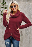 Women's Buttoned Wrap Sweater Turtleneck Sweater Jumper