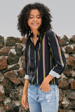Womens Multicolor Striped Long Sleeve Shirt