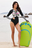 Women's One Piece Rash Guard Swimsuit Floral Print UV Long Sleeve Surfing Shirt