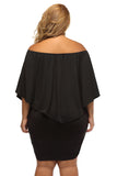 Robe Mini Poncho Noire Superposée à Plusieurs Pansements