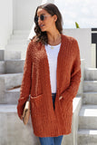 Women's Fuzzy Popcorn Oversized Sweater Coat Dusty Pebble Open Front Cardigan