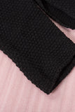 Women's Crew Neck Drop Shoulder Buttoned Waffle Knit Sweater