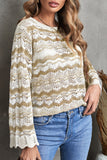 Women Lace Crochet Knit Pullover Jumper Tops Crewneck Sweaters