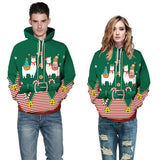 Sweat à Capuche Ugly Christmas Alpaga avec Cordon Vert Foncé