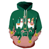 Sweat à Capuche Ugly Christmas Alpaga avec Cordon Vert Foncé