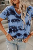 Chemises à col en V pour femmes Tie Dye Tee Tops