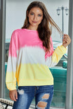 Women Color Block Casual Tops Tie Dye Pullover Sweatshirt