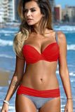 Red Striped Blue Padded Push-up Bikini Swimsuit for Women LC410077-3