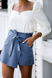 Sky Blue Women's Casual Jean Short Skirt Pocketed Denim Wrap Skort LC786283-4