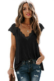 Black V Neck Eyelash Lace Knit Tank for Women LC253399-2
