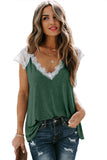 Green V Neck Eyelash Lace Knit Tank for Women LC253399-9