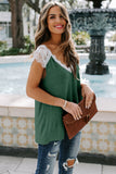 Green V Neck Eyelash Lace Knit Tank for Women LC253399-9