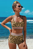 LC411956-20-S, LC411956-20-M, LC411956-20-L, LC411956-20-XL, Women's High Waisted Bikini Leopard Two-piece Bathing Suit