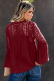 Womens Crochet White Bell Sleeve Top