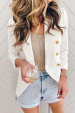 LC852062-1-S, LC852062-1-M, LC852062-1-L, LC852062-1-XL, LC852062-1-2XL, White Double Breasted Casual Blazer Draped Open Front Cardigans Jacket Work Suit