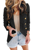 LC852062-2-S, LC852062-2-M, LC852062-2-L, LC852062-2-XL, LC852062-2-2XL, Black Double Breasted Casual Blazer Draped Open Front Cardigans Jacket Work Suit