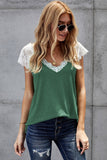 Green V Neck Eyelash Lace Knit Tank for Women LC253399-9