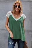 Green V Neck Eyelash Lace Knit Tank for Women LC253399-9
