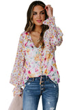 Pink Summer Floral Smocked Blouse Women's Boho Tops LC2511225-10