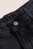 Black Womens Jean Shorts High Rise Distressed Denim Shorts LC786260-2
