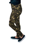 Green Camouflage Hollow out Ripped Skinny Jeans with Pockets for Women LC78149-109