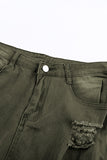 Green Women's Ripped Denim Pants Casual Bell Bottom Jeans for Women LC78092-209
