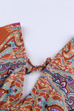 LC221873-22-S, LC221873-22-M, LC221873-22-L, LC221873-22-XL, Multicolor Bohemian 3/4 Sleeve V Neck Vintage Mini Dress for Women