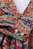 LC221873-22-S, LC221873-22-M, LC221873-22-L, LC221873-22-XL, Multicolor Bohemian 3/4 Sleeve V Neck Vintage Mini Dress for Women
