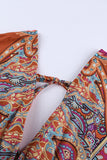 LC221873-22-S, LC221873-22-M, LC221873-22-L, LC221873-22-XL, Multicolor Bohemian 3/4 Sleeve V Neck Vintage Mini Dress for Women