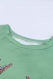 Green Women's Color Block Reindeer Print Gradient Crew Neck Sweatshirts LC2531516-9