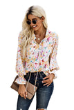 Pink Summer Floral Smocked Blouse Women's Boho Tops LC2511225-10