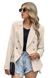 LC852062-18-S, LC852062-18-M, LC852062-18-L, LC852062-18-XL, LC852062-18-2XL, Apricot Double Breasted Casual Blazer Draped Open Front Cardigans Jacket Work Suit