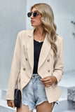LC852062-18-S, LC852062-18-M, LC852062-18-L, LC852062-18-XL, LC852062-18-2XL, Apricot Double Breasted Casual Blazer Draped Open Front Cardigans Jacket Work Suit