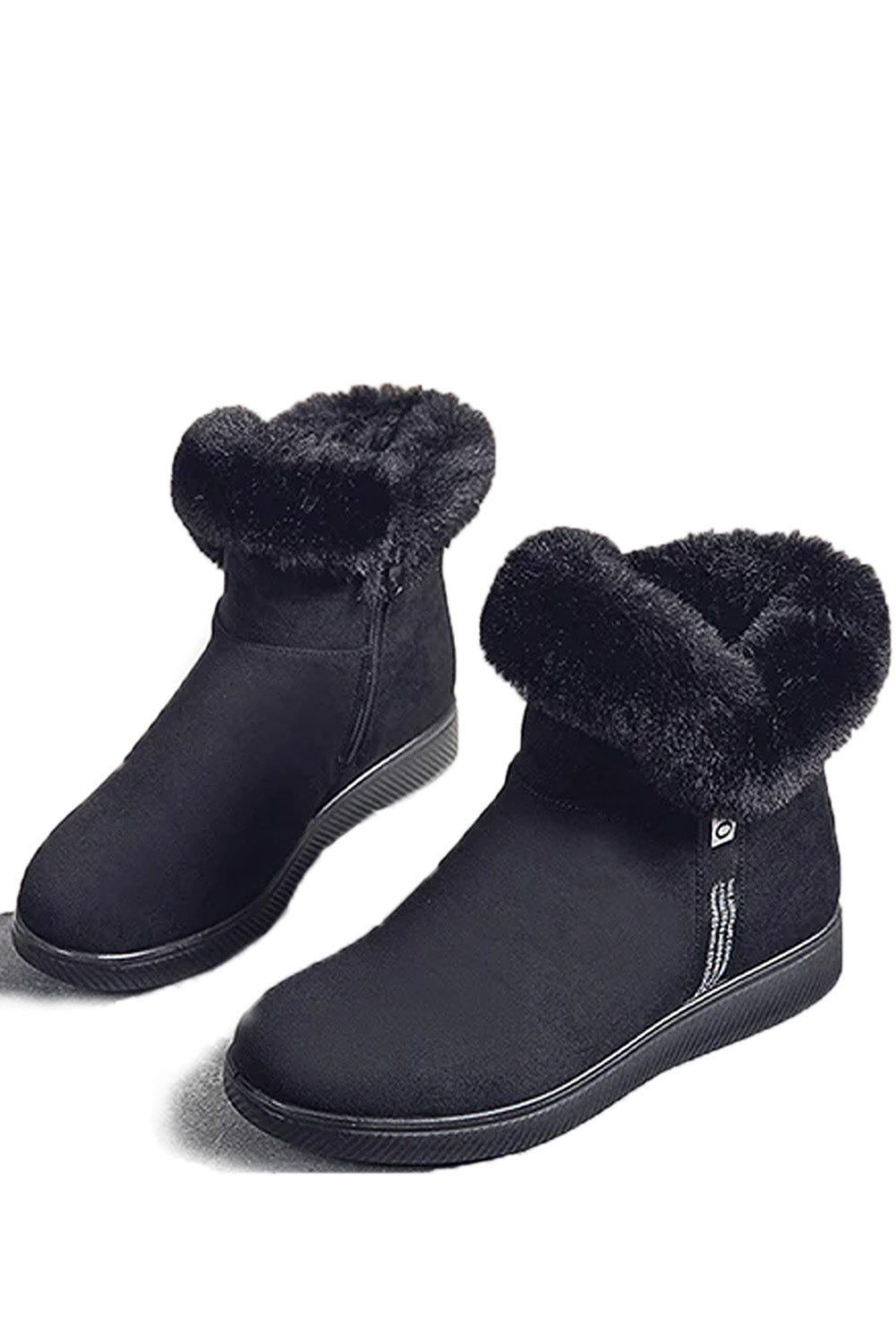 LC12457-2-37, LC12457-2-38, LC12457-2-41, Black Women’s Winter Warm Plush Boots Fur Lined Short Boot for Outdoor
