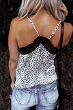 White Women's V Neck Printed Lace Tank Top Summer Camisole LC256335-1