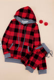 Red Pajamas Set Long Sleeve Sleepwear for Women Red Plaid Lounge Sets LC62588-3