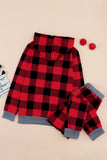 Red Pajamas Set Long Sleeve Sleepwear for Women Red Plaid Lounge Sets LC62588-3